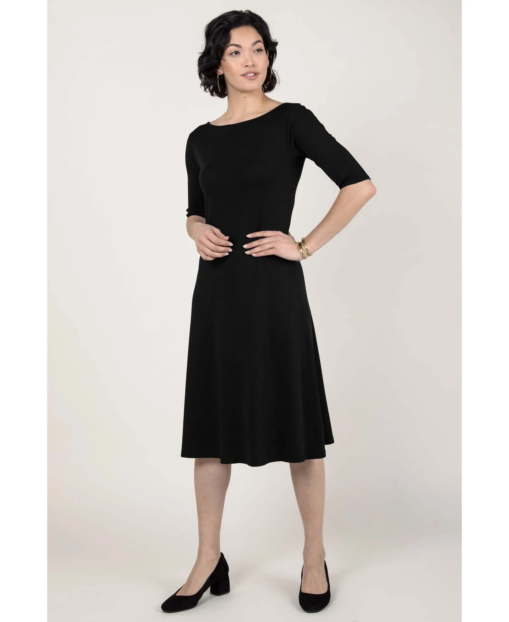 Essential Boatneck Midi Dress With Pockets