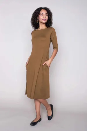 Essential Boatneck Midi Dress With Pockets