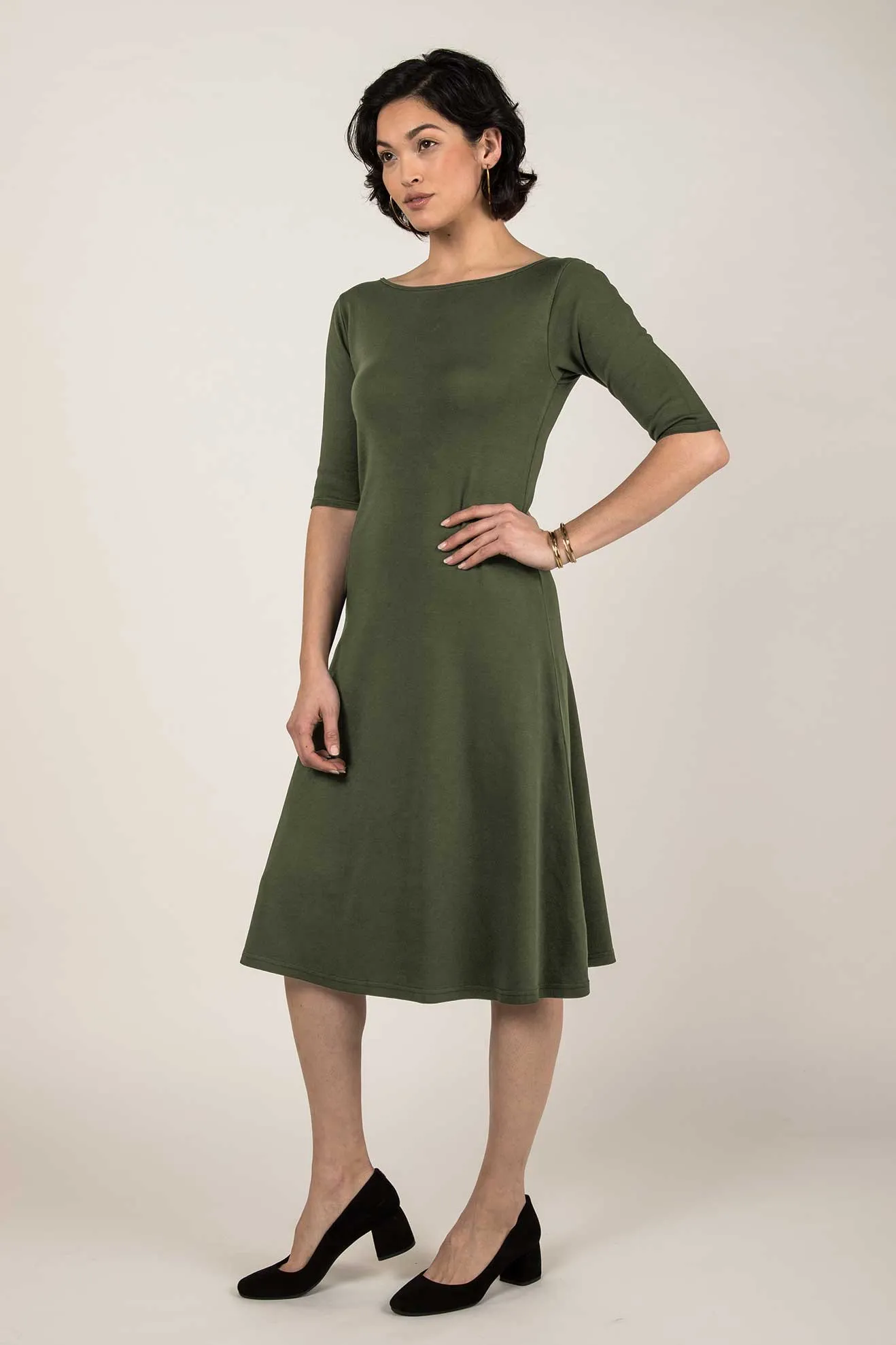 Essential Boatneck Midi Dress With Pockets