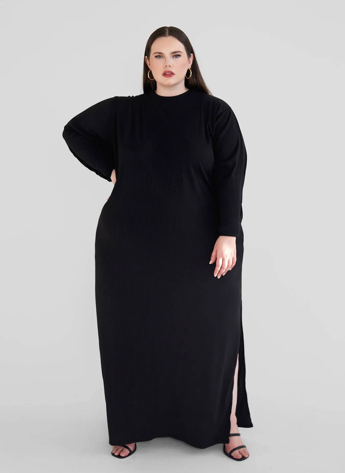 Essential Ribbed Maxi Bodycon Dress W. Slit