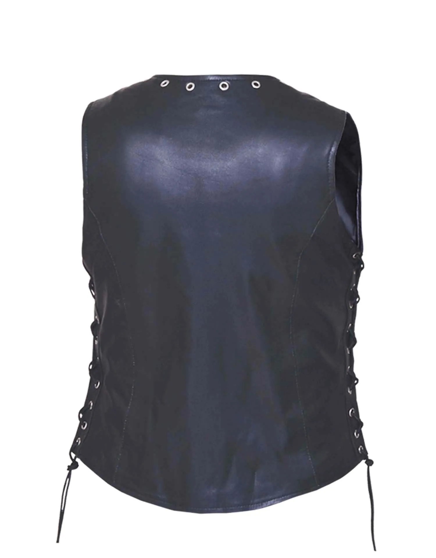 Eyelet Style Leather vest (zippered) Womens