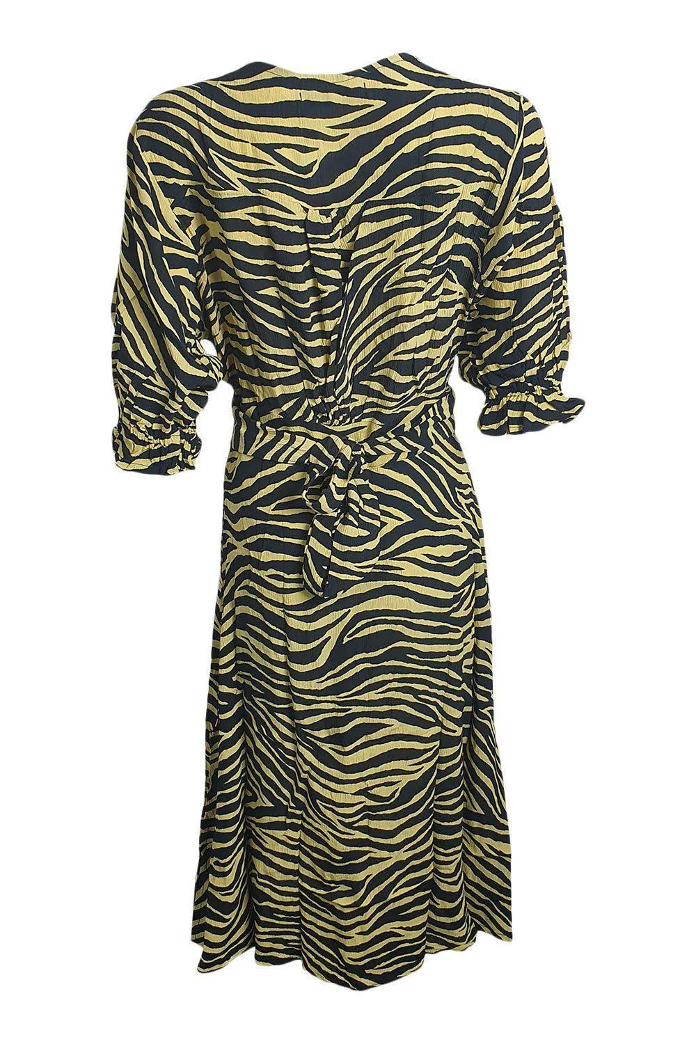 FAITHFULL THE BRAND Amaia Zebra Yellow Rafa Midi Dress (AU 8 | US 4 | UK 8)