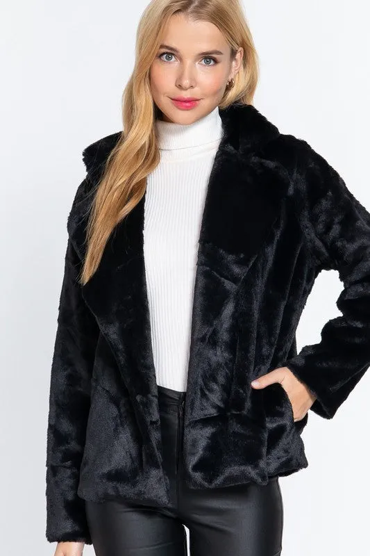 FAUX FUR OPEN JACKET