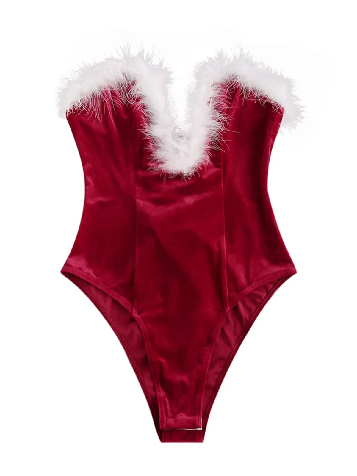 Faux Fur Strapless Red Santa Dress