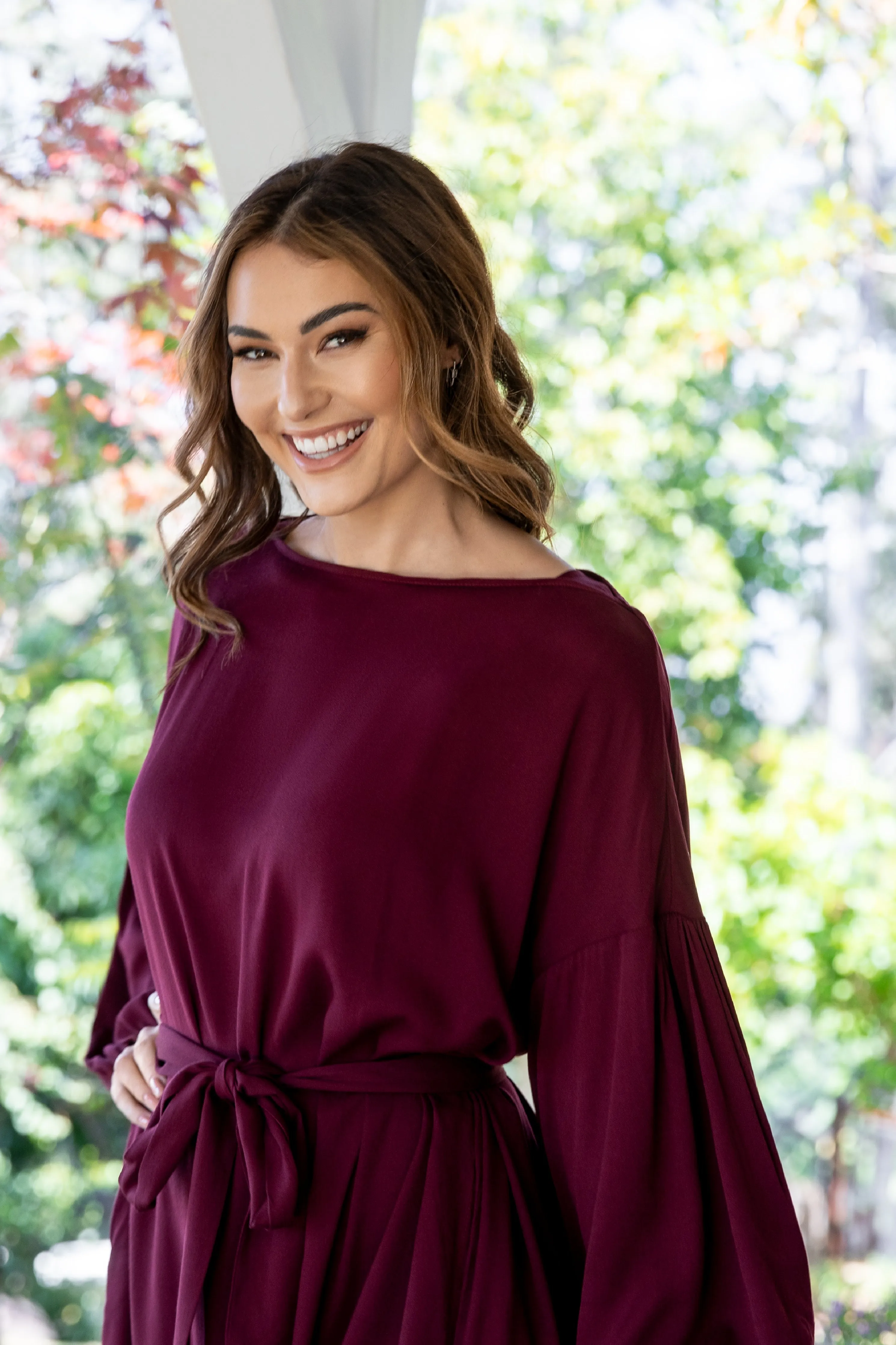 FINAL SALE Ella Dress in Burgundy