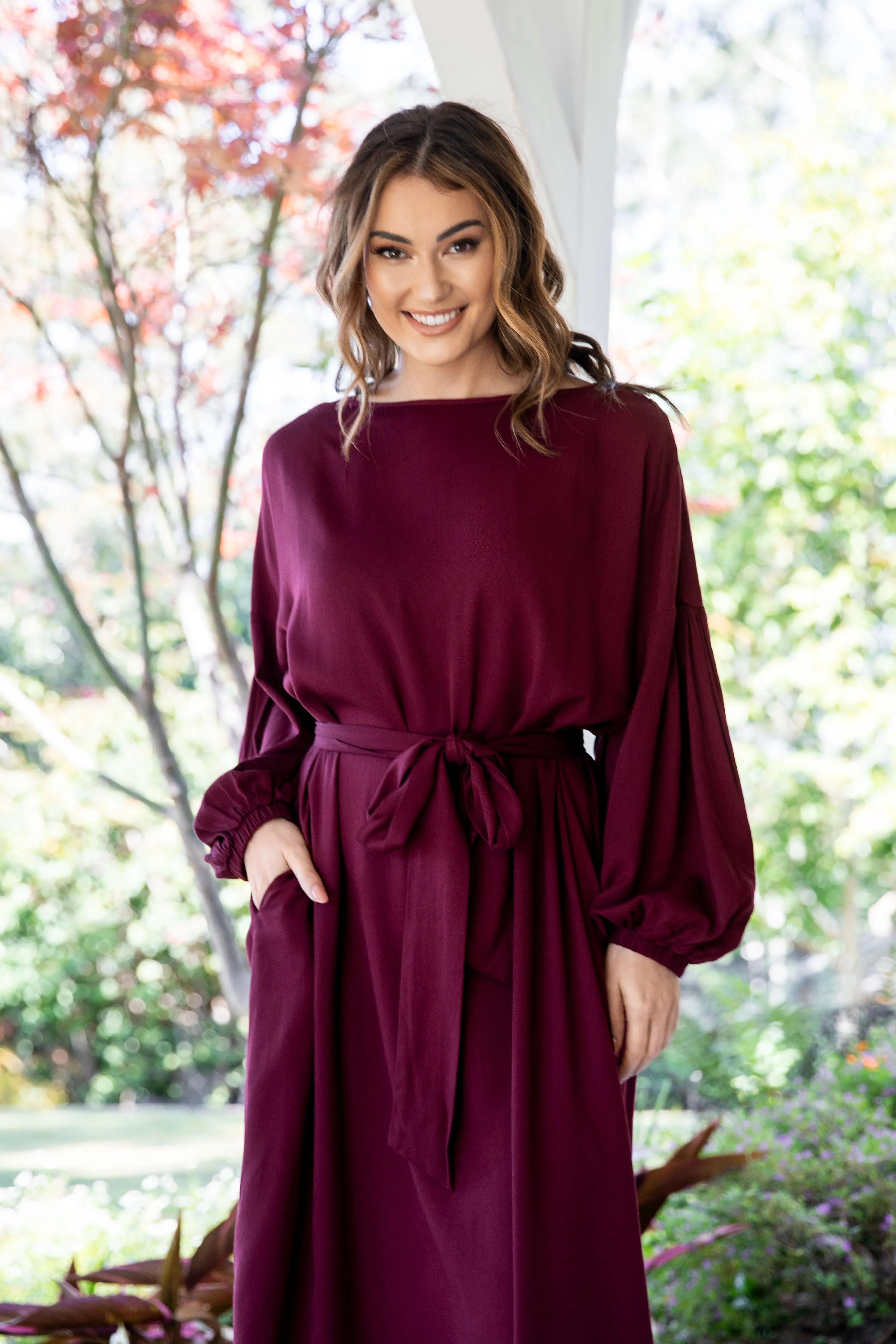 FINAL SALE Ella Dress in Burgundy