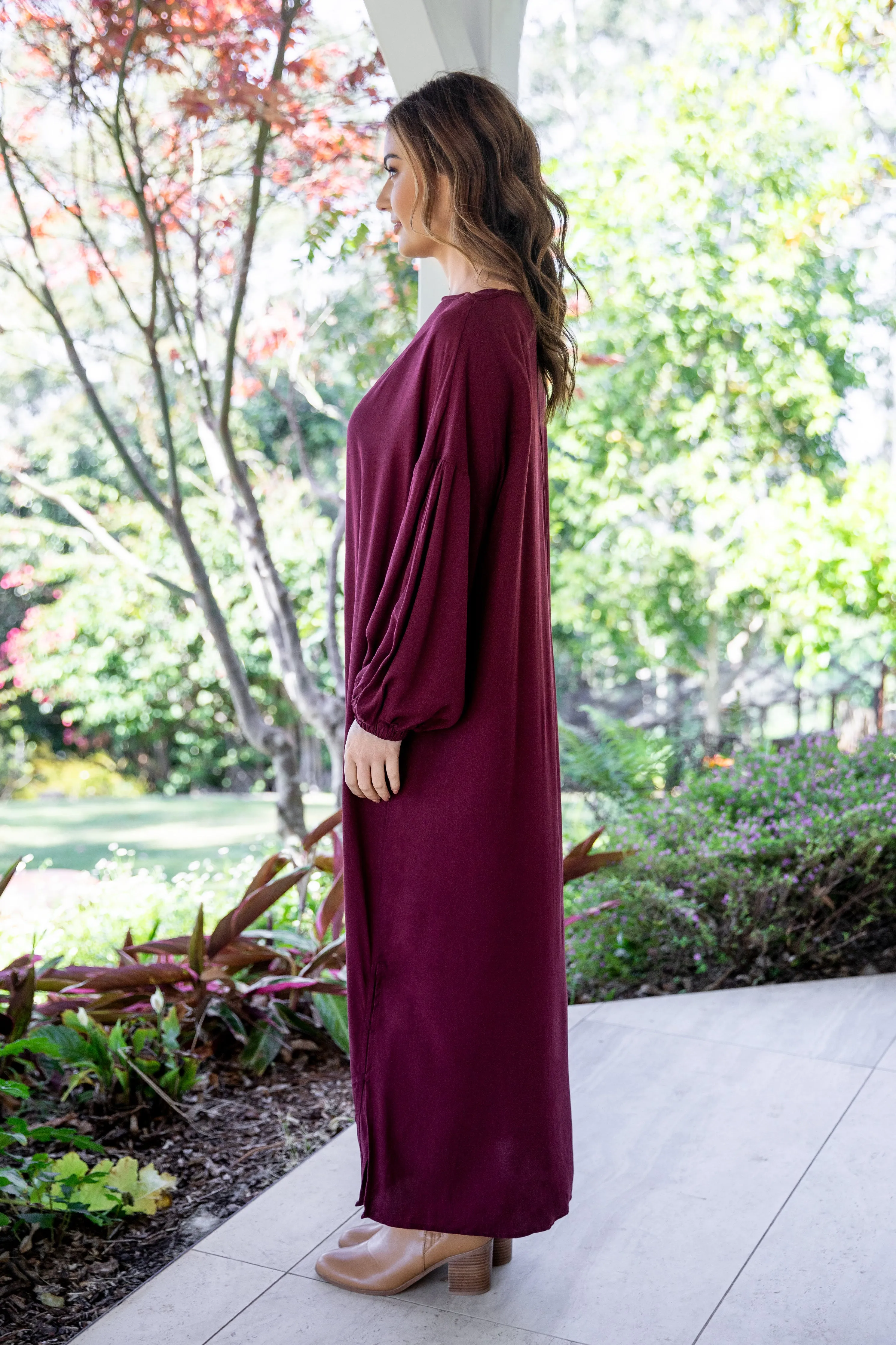 FINAL SALE Ella Dress in Burgundy