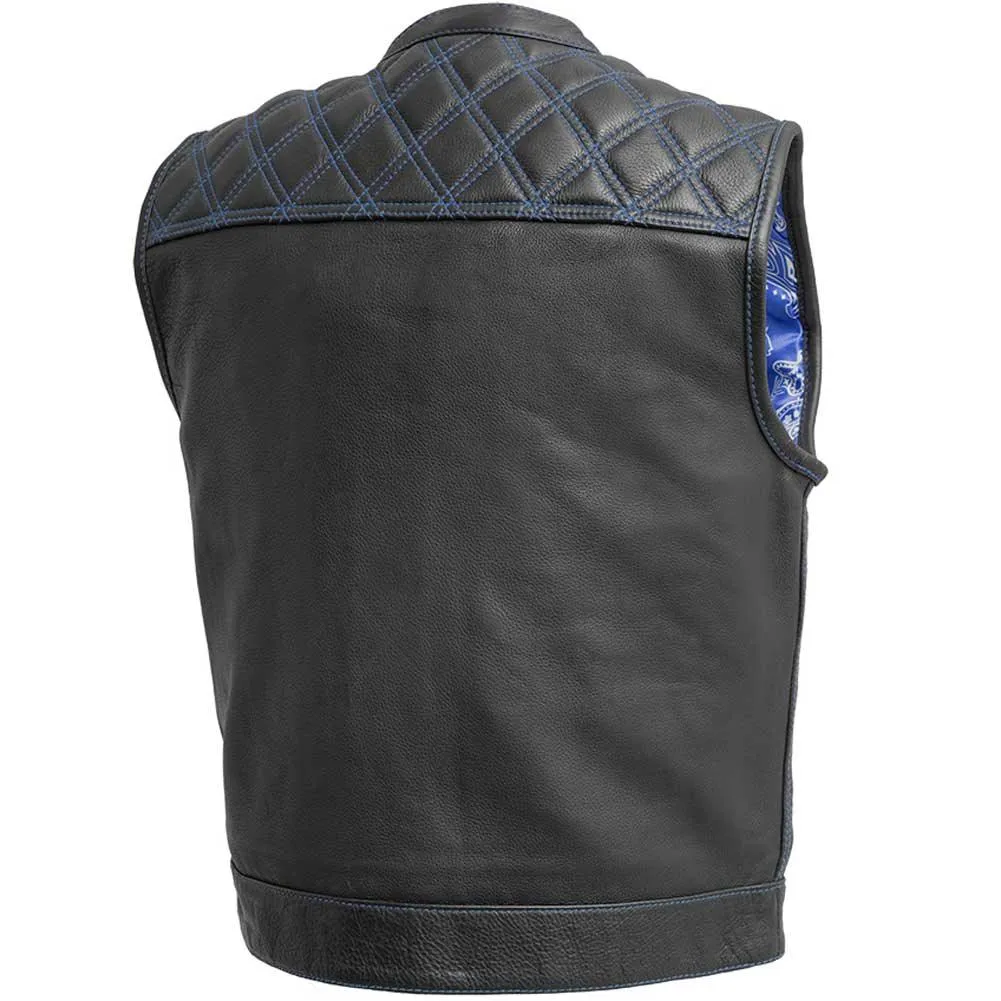 First Mfg Mens Upside Diamond Quilt Cropped Leather Vest