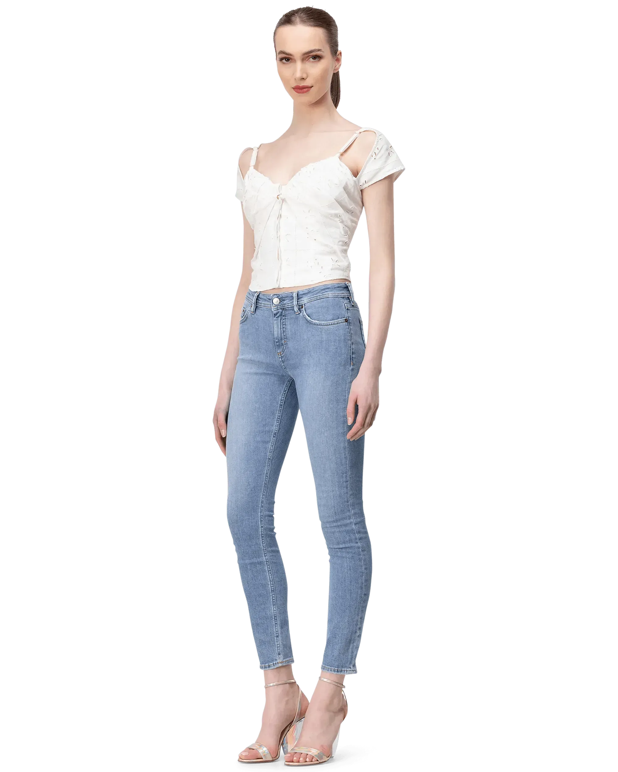 Five-Pocket Mid-Rise Skinny Jeans