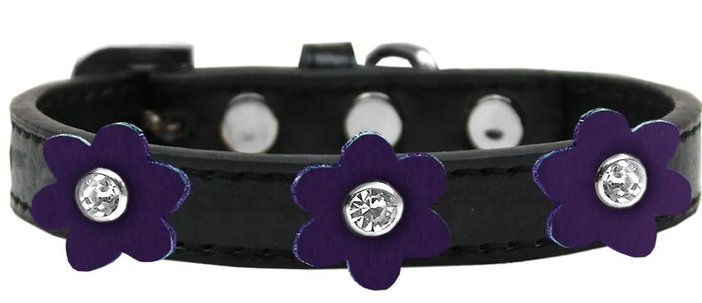 Flower Premium Collar Black With Purple Flowers Size 16