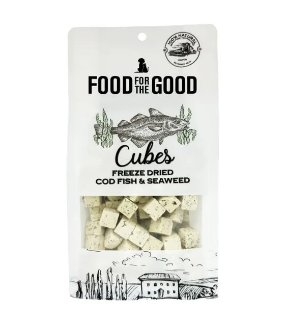 Food For The Good Freeze Dried Cat & Dog Treats (Cod Fish & Seaweed Cubes)