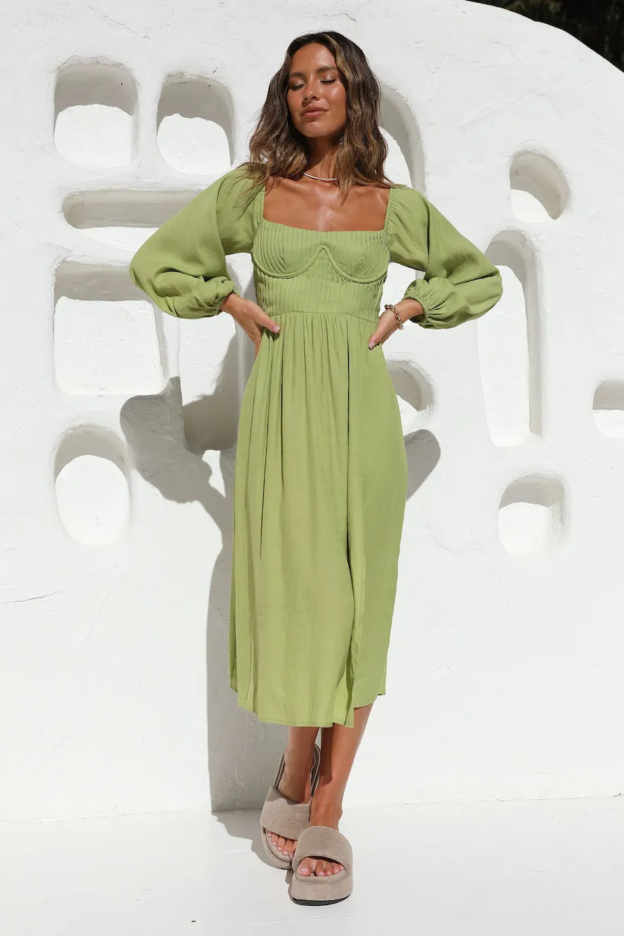 Great Escape Midi Dress Green