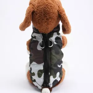 Green Camouflage Pattern Padded Jacket Outfit Puppy Vest