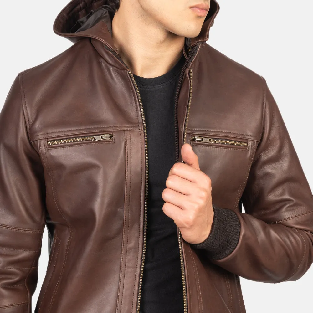 Gustavo Brown Leather Bomber Jacket