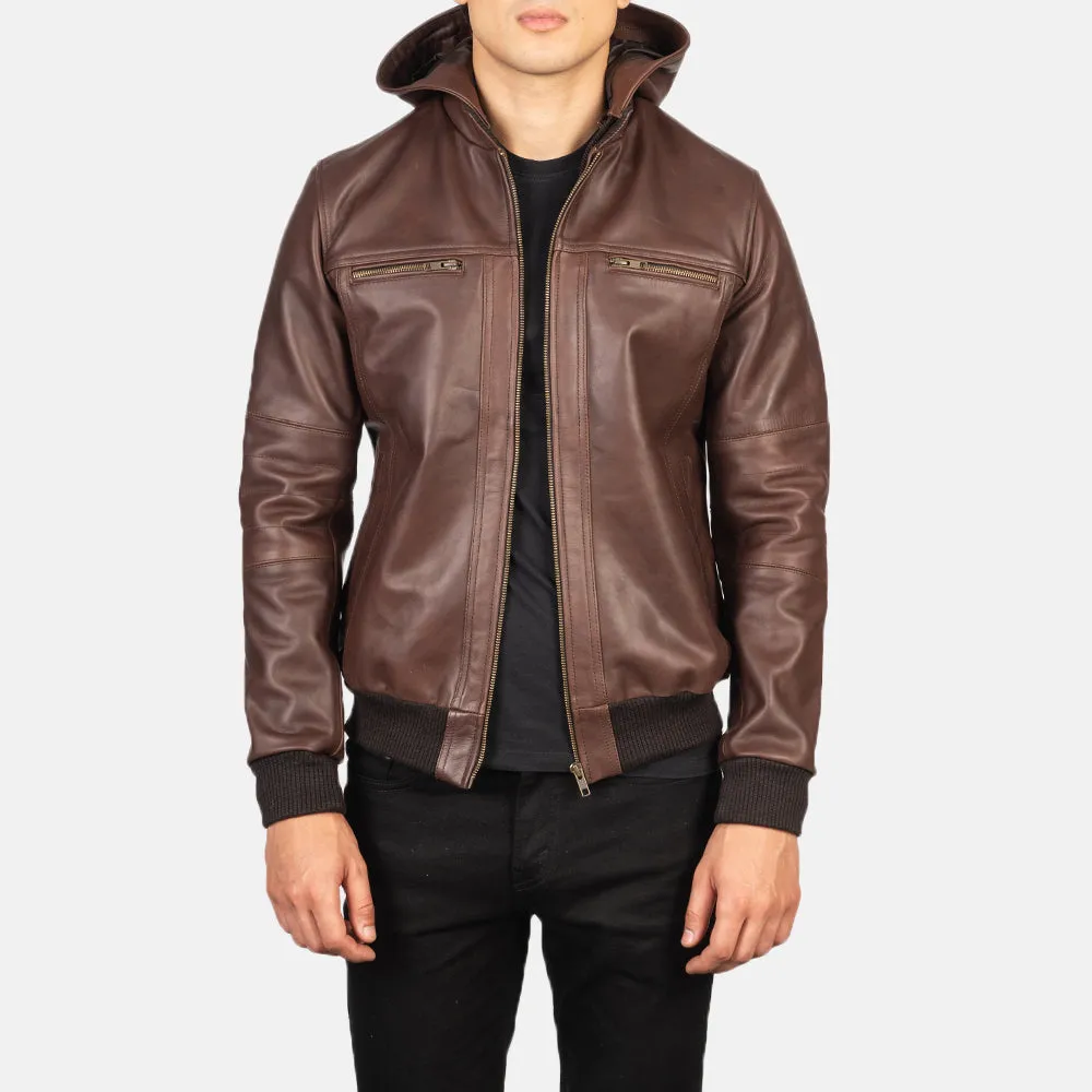 Gustavo Brown Leather Bomber Jacket