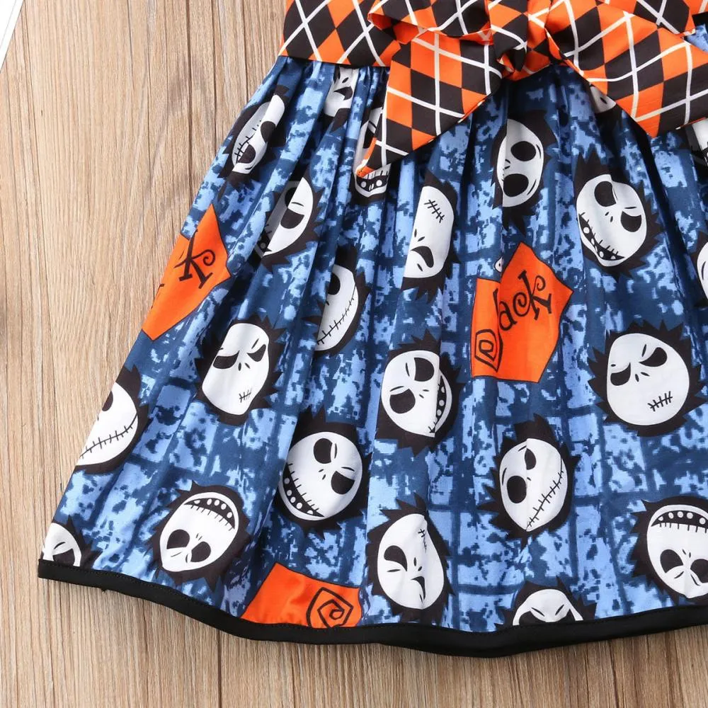 Halloween Dress Girls Vest Skirt Skull Print Dress Wholesale Girls Dress