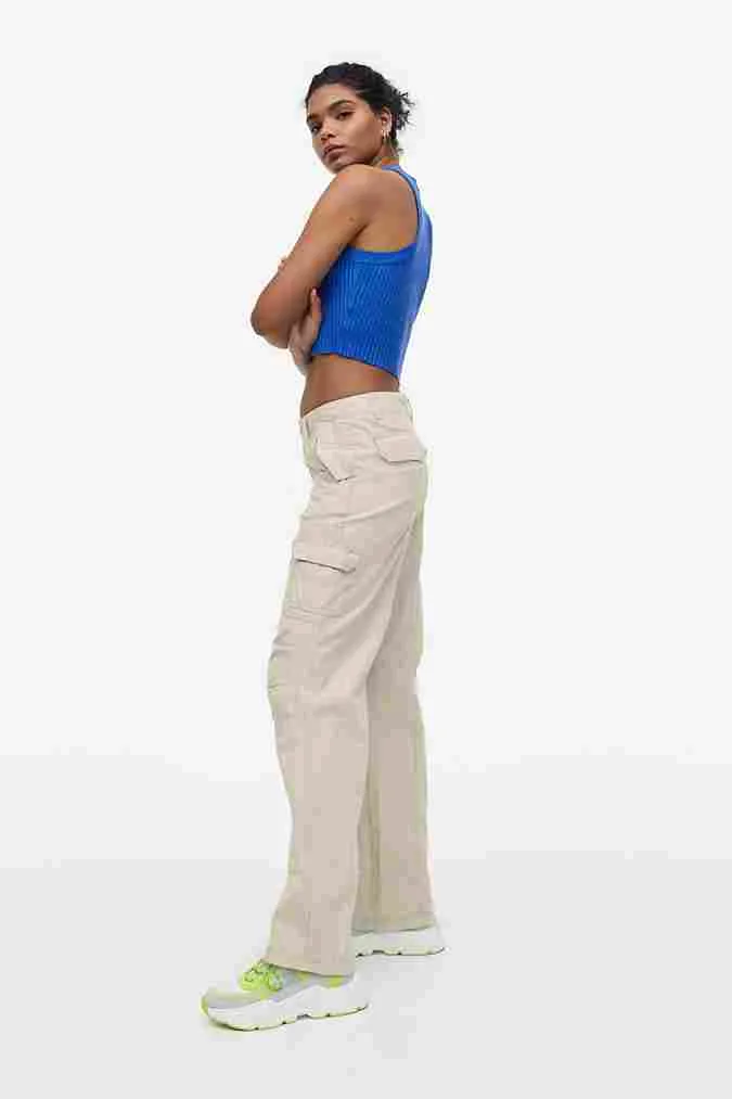 H&M Low-waist Cargo pants, light beige