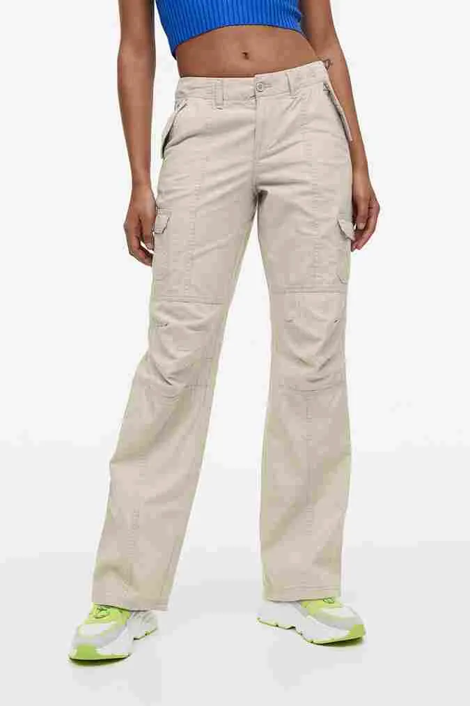 H&M Low-waist Cargo pants, light beige