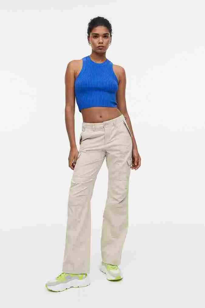 H&M Low-waist Cargo pants, light beige