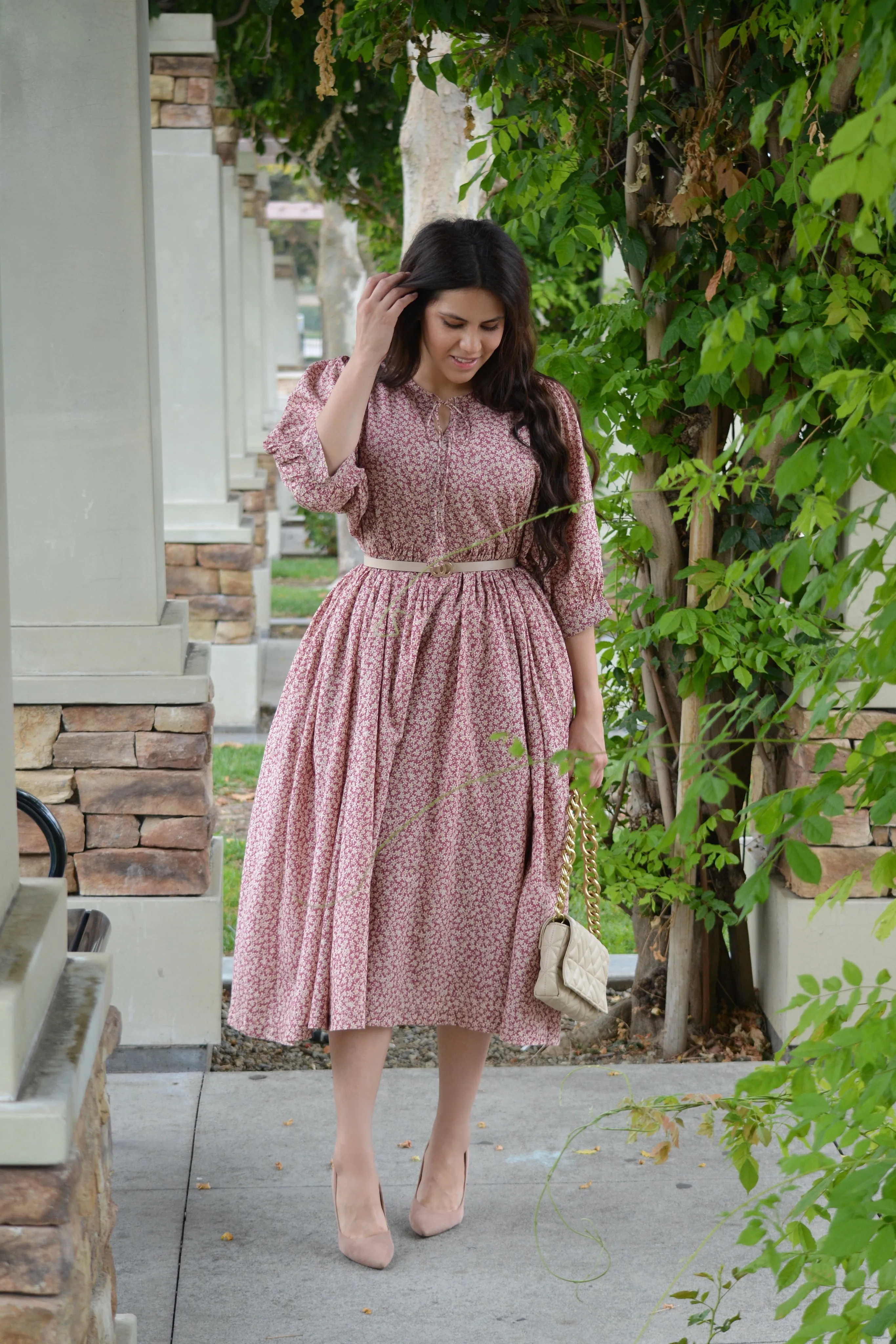 Harper Pink Floral Cotton Dress