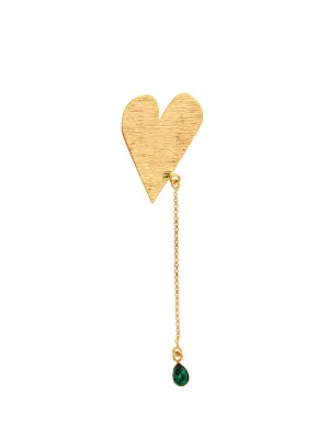 Heart Brass Pin Green