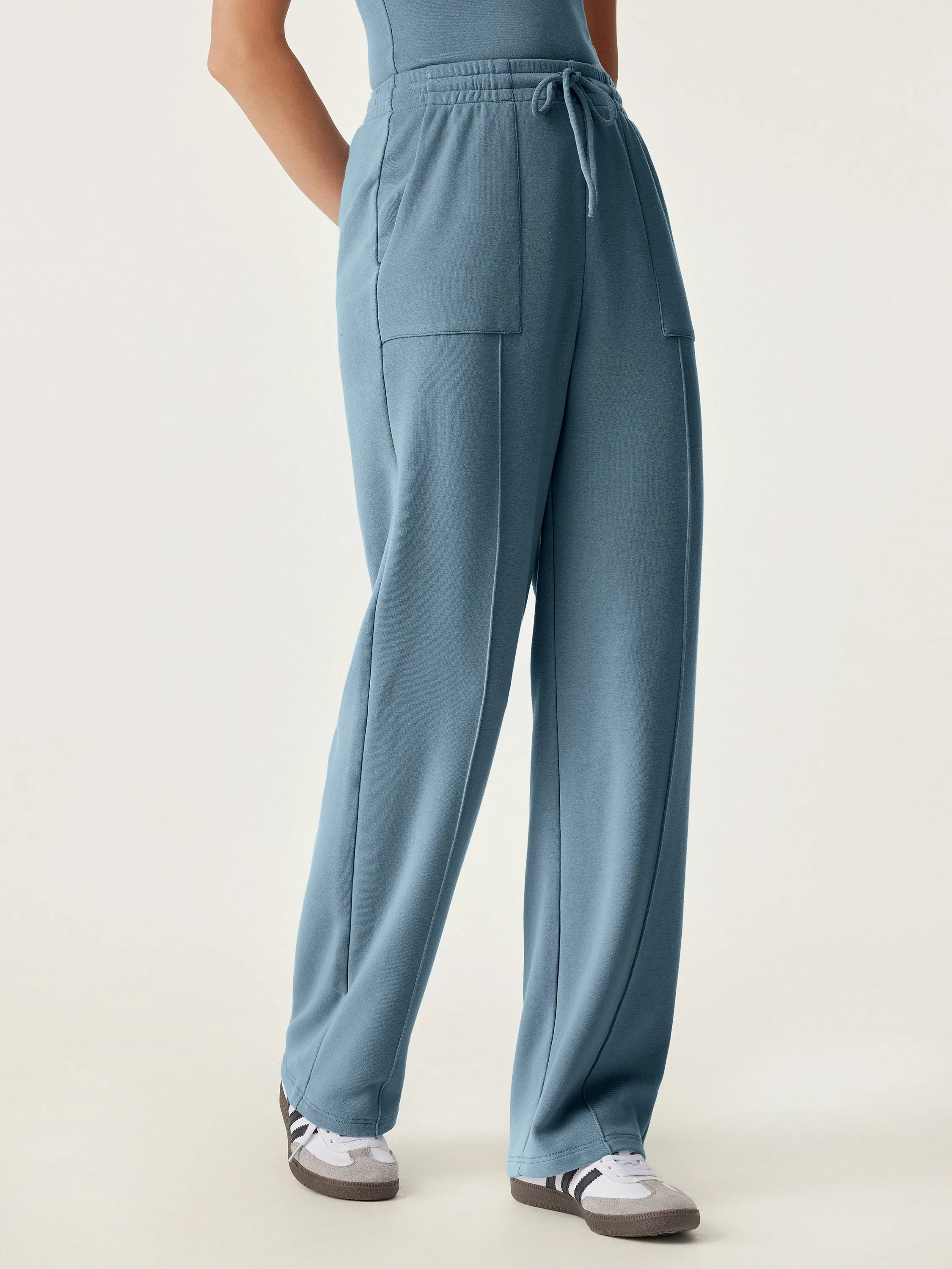 High Waisted Patch Pocket Drawstring Pant