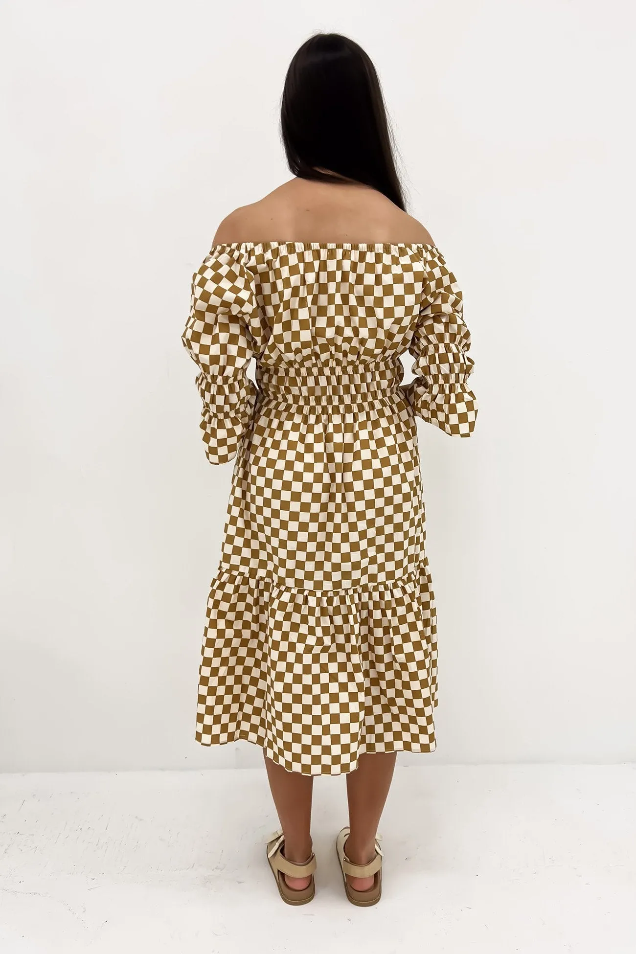 Huntleigh Midi Dress Mustard Cream