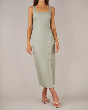 Imari Linen Midi Dress - Sage