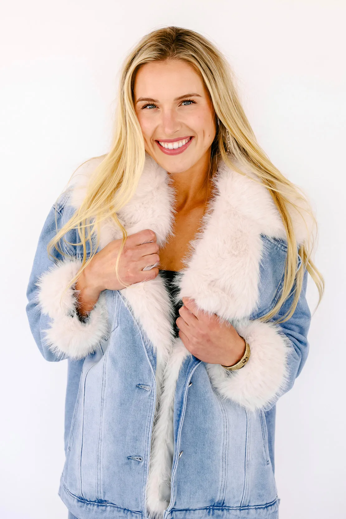 IN STOCK!! Penny Faux Fur Denim Jacket