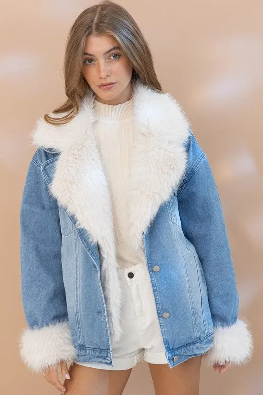 IN STOCK!! Penny Faux Fur Denim Jacket