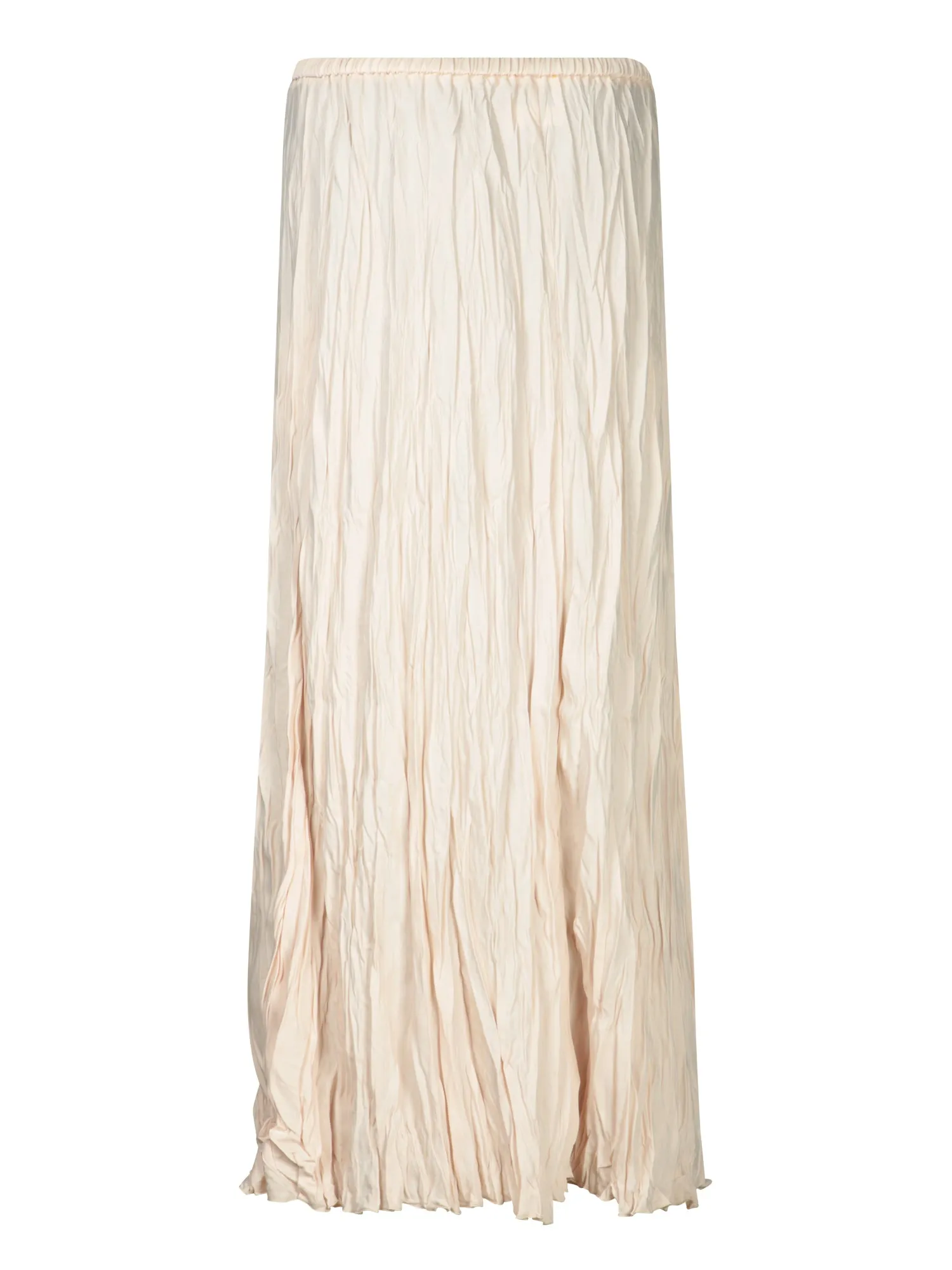 Ivory Pleat Crepe Long Skirt