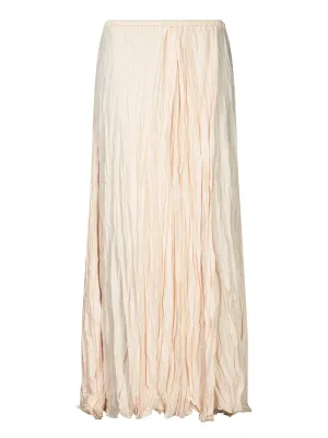 Ivory Pleat Crepe Long Skirt