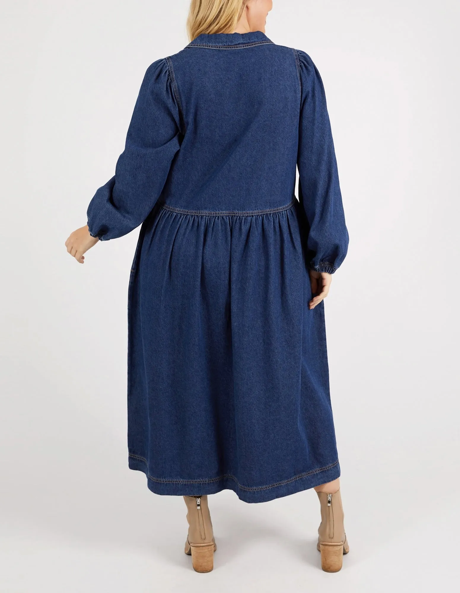 Josephine Denim Dress Dark Blue Wash