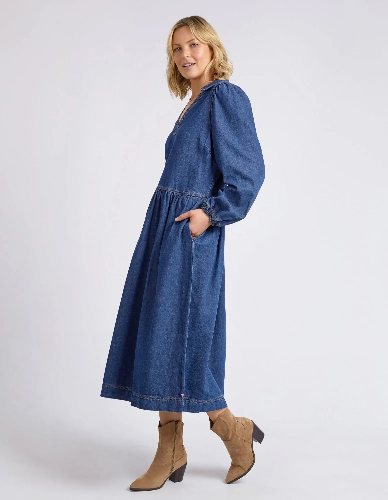 Josephine Denim Dress Dark Blue Wash