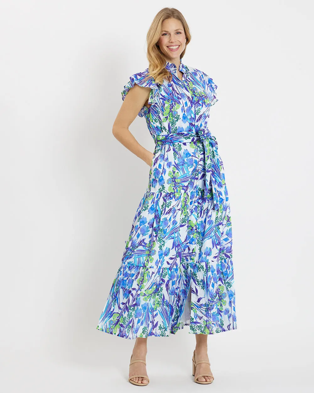 Jude Connally Mirabella Midi  Dress - Painted Flower Field White