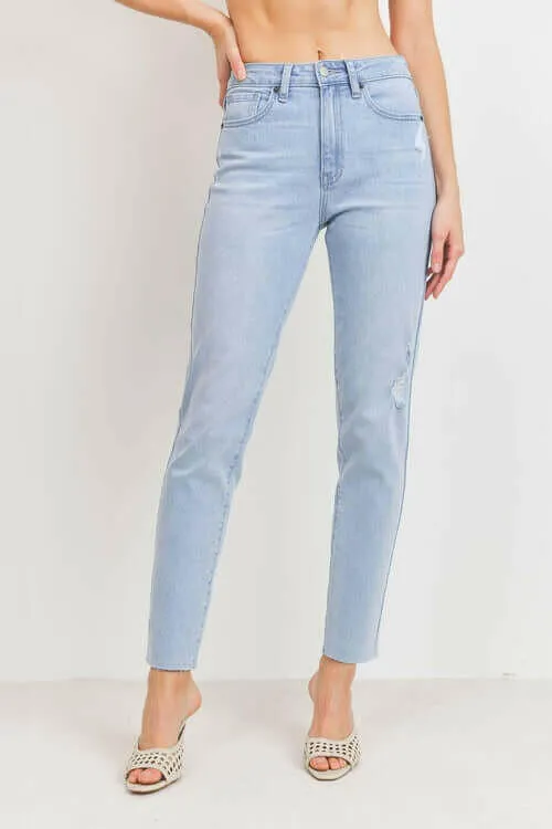 JUST USA DISTRESSED STRETCH STRAIGHT LEG JEAN