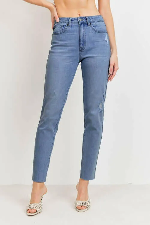 JUST USA DISTRESSED STRETCH STRAIGHT LEG JEAN