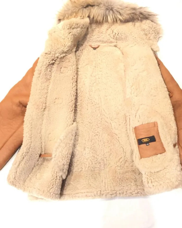 Kashani Buckle Maple Curly Shearling Jacket