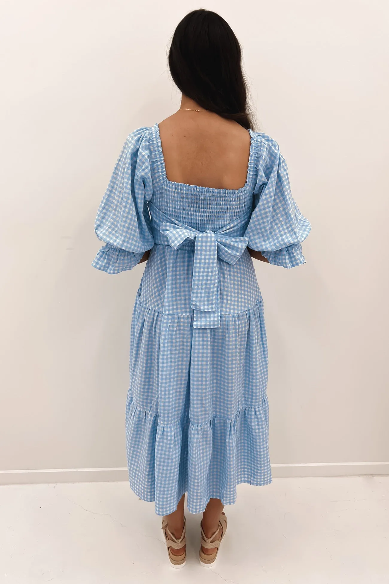 Kelsey Midi Dress Blue Check