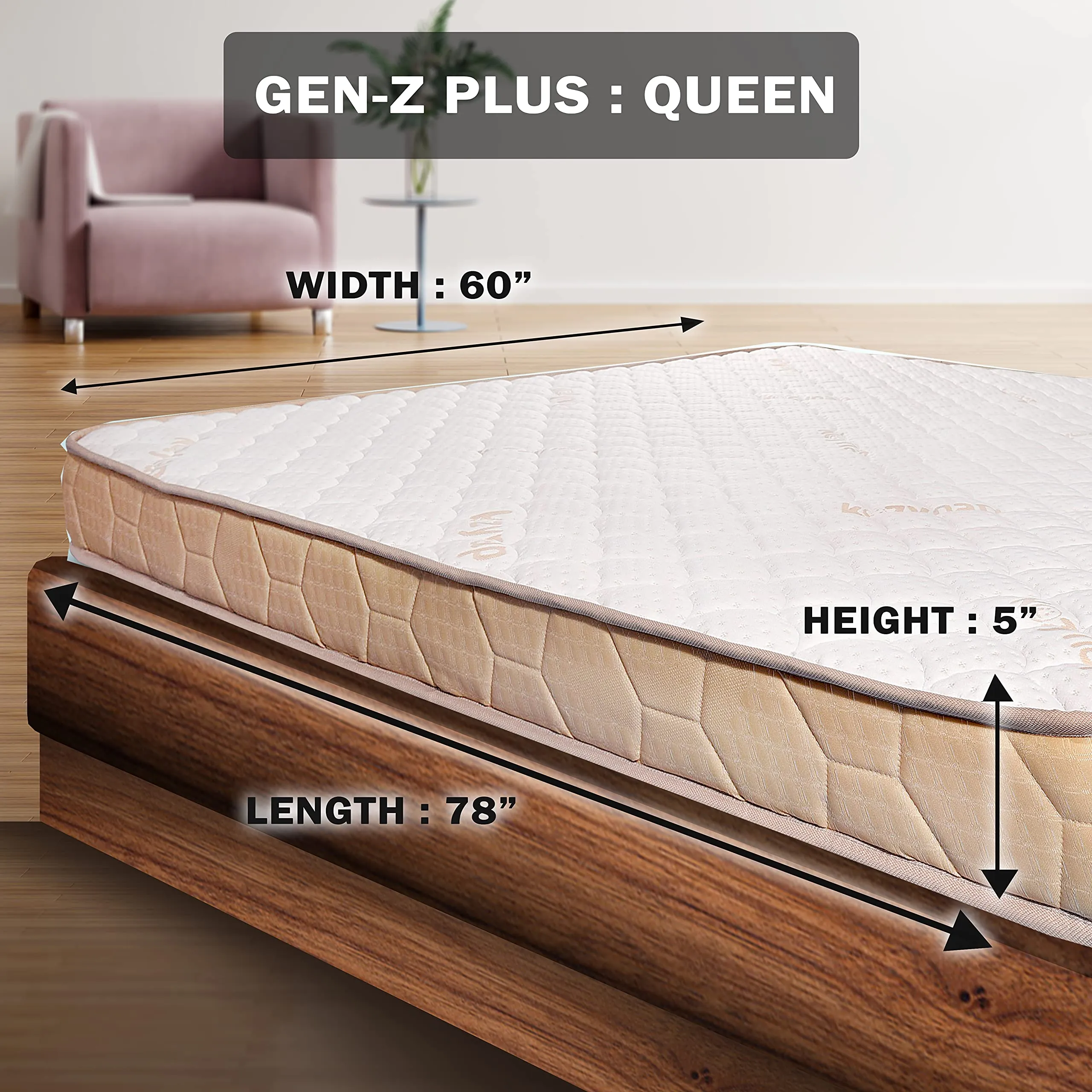 Kozynap Dual Comfort Mattress Medium Soft & Hard 4-INCH Queen Size Mattress (78X60X4) (High Density (HD) Foam, Queen)