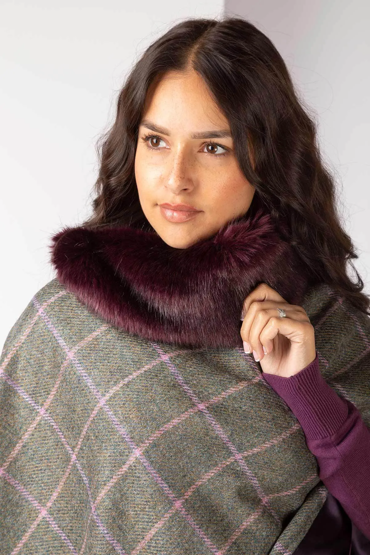 Ladies 100% Wool Tweed Poncho