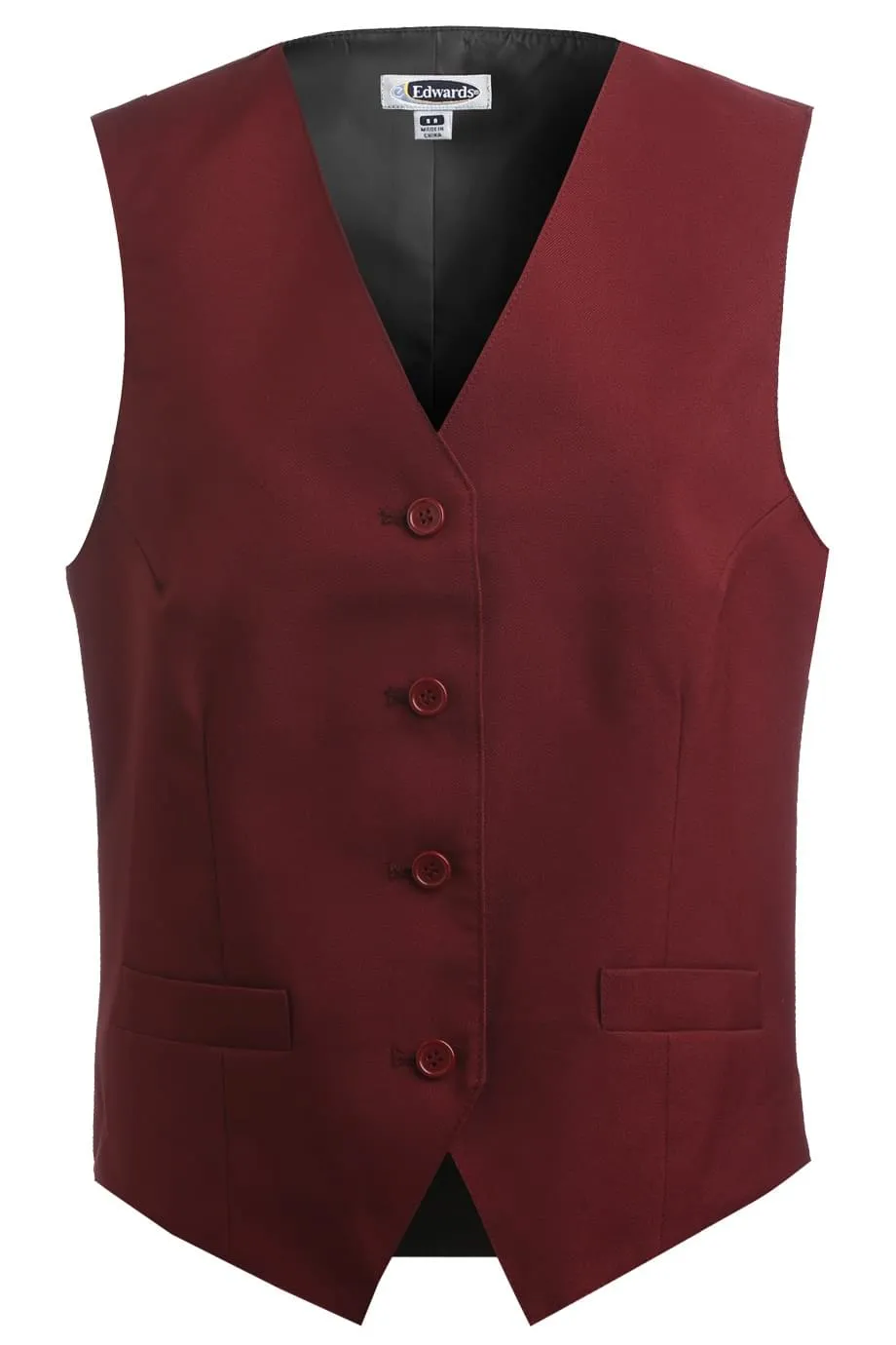 Ladies' Burgundy Essential Polyester Vest (4 Buttons)