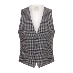 LBM 1911 Houndstooth Knitted Waistcoat BLACK/WHITE