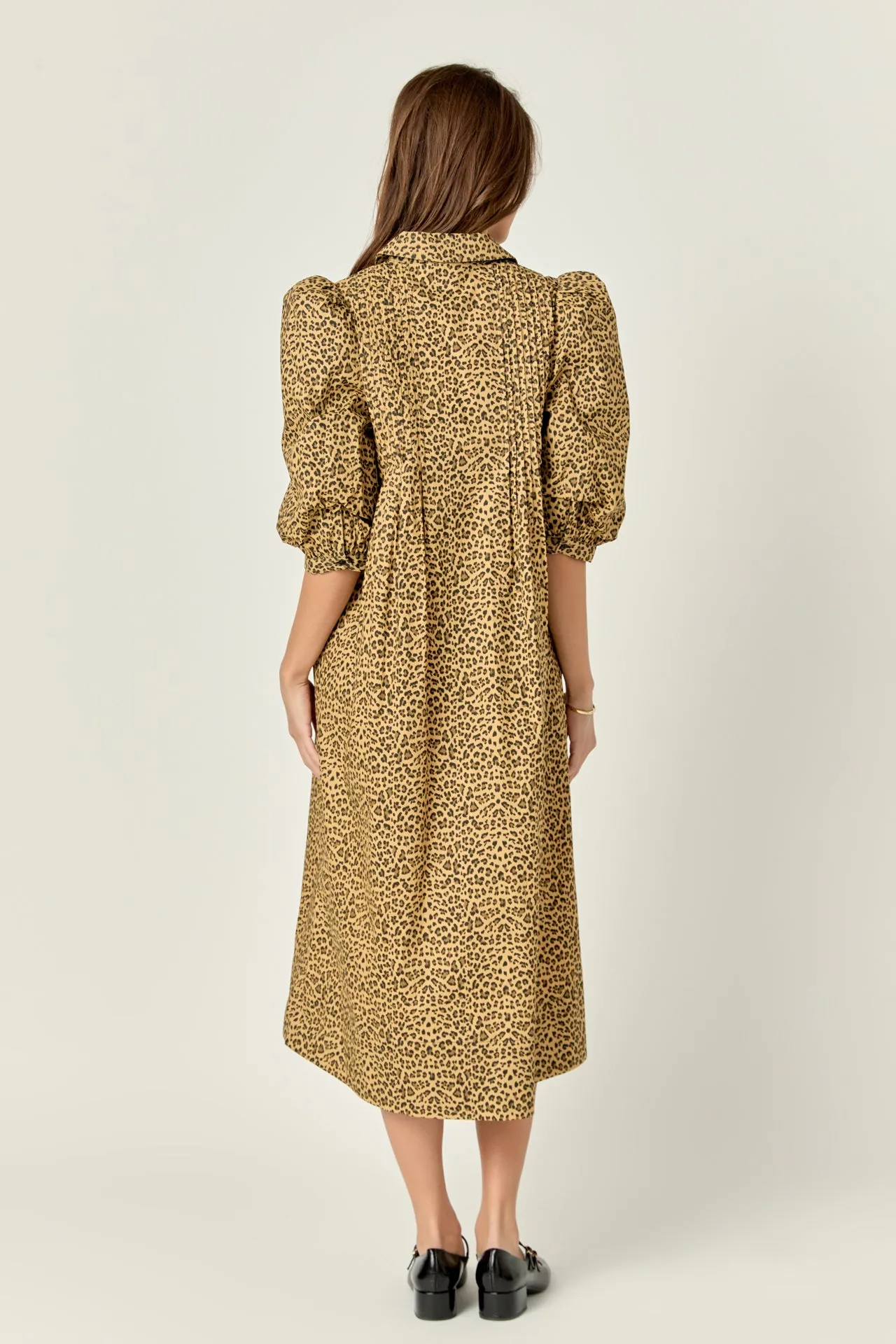 Leopard Collar Midi Dress