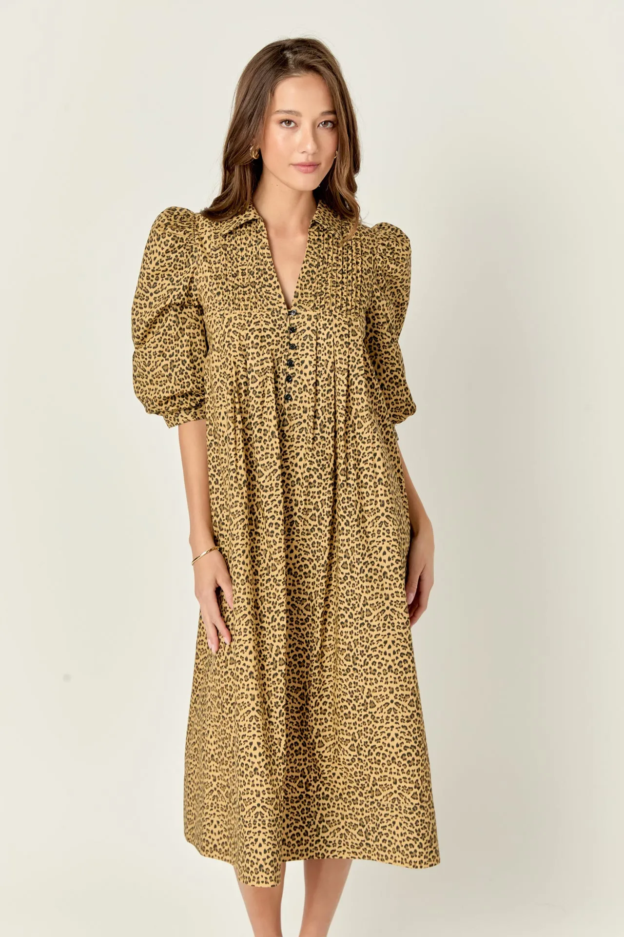 Leopard Collar Midi Dress