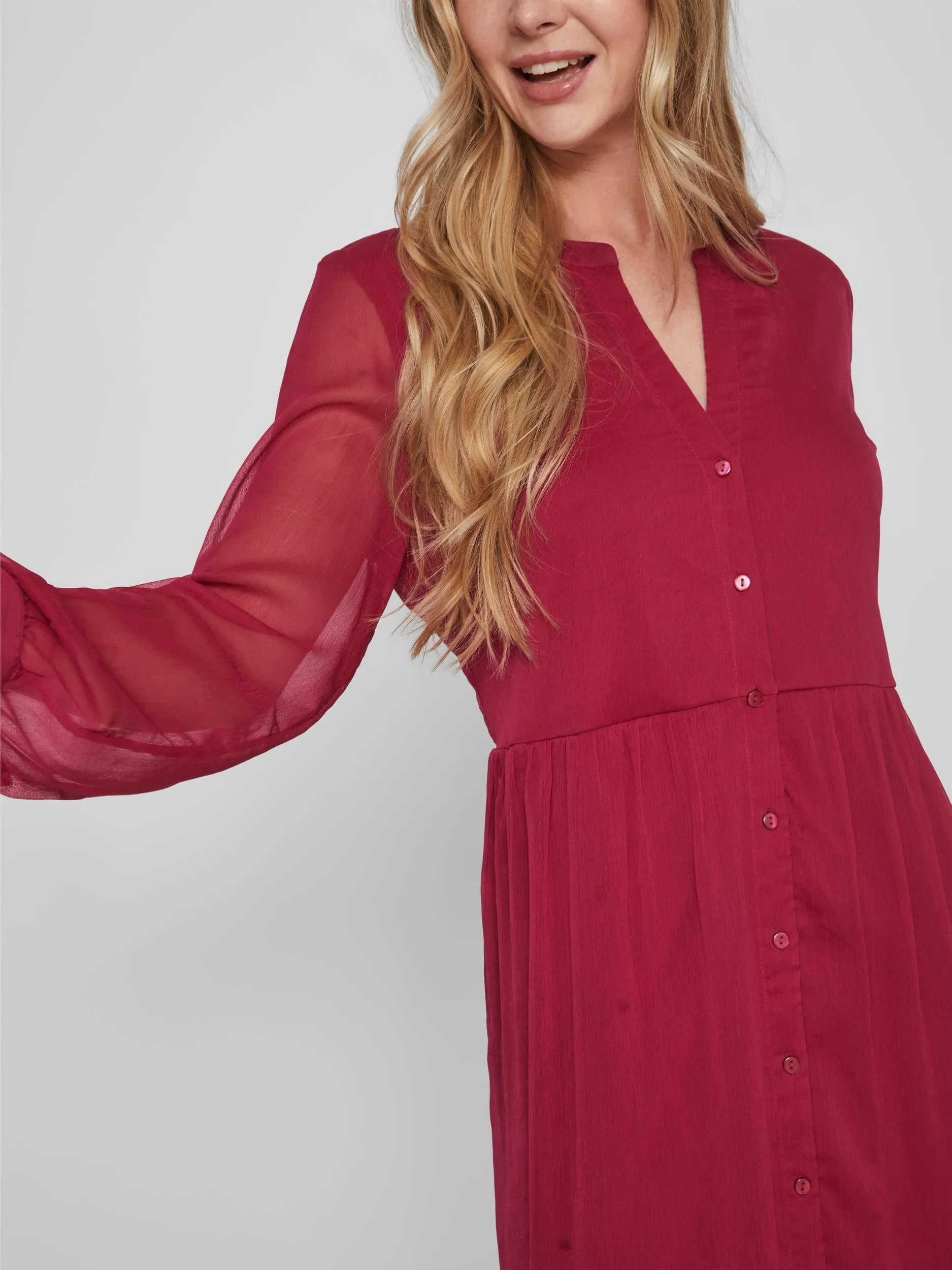 LIA MIDI DRESS (BEET RED)