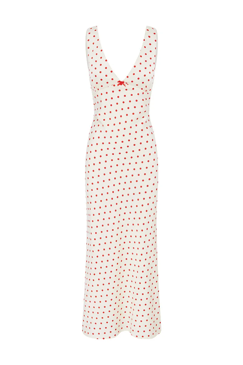 LIVI MIDI DRESS - WHITE/RED