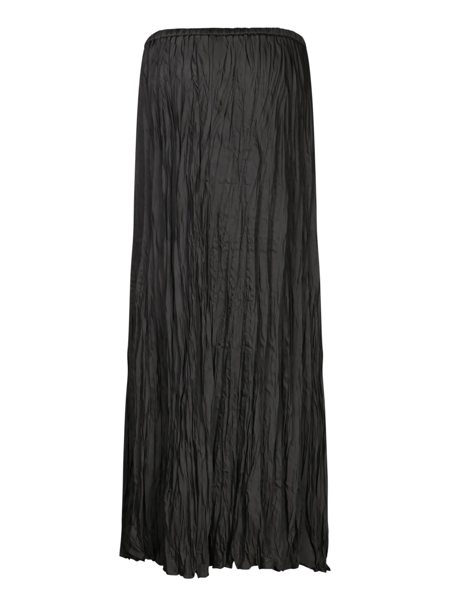 Long Black Pleated Crepe Skirt