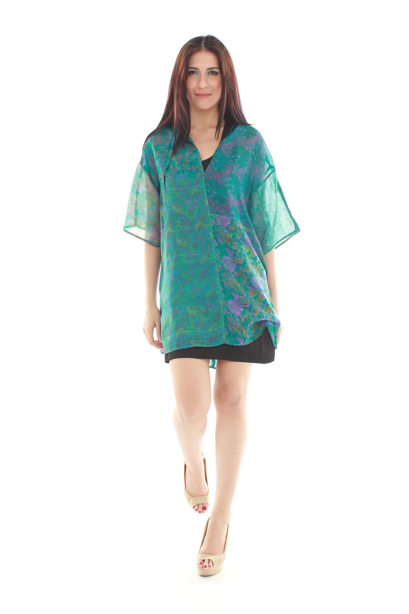 Loose Silk Top (Green)