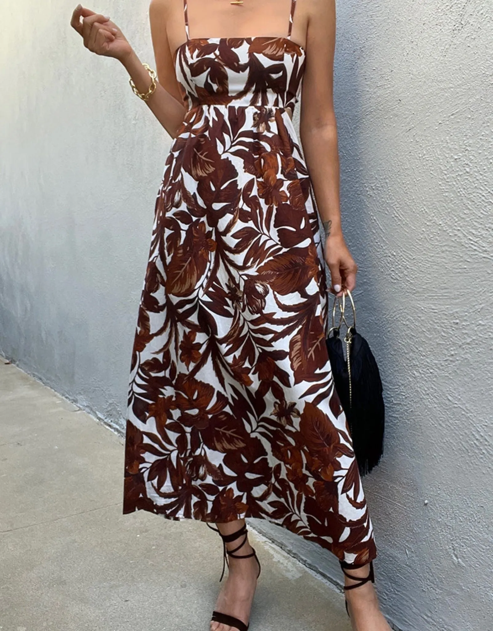 Lorelei Midi Dress Chocolate Floral